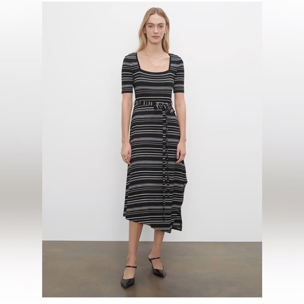 Club Monaco Striped Black and White Midi Dress size 14